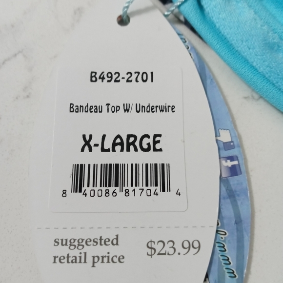 Bingo surf Bandeau style underwire Swim top XL Aztec Print - Picture 4 of 5